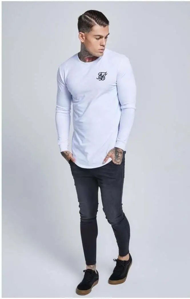 

SikSilk Long Sleeve White Men's T-Shirt
