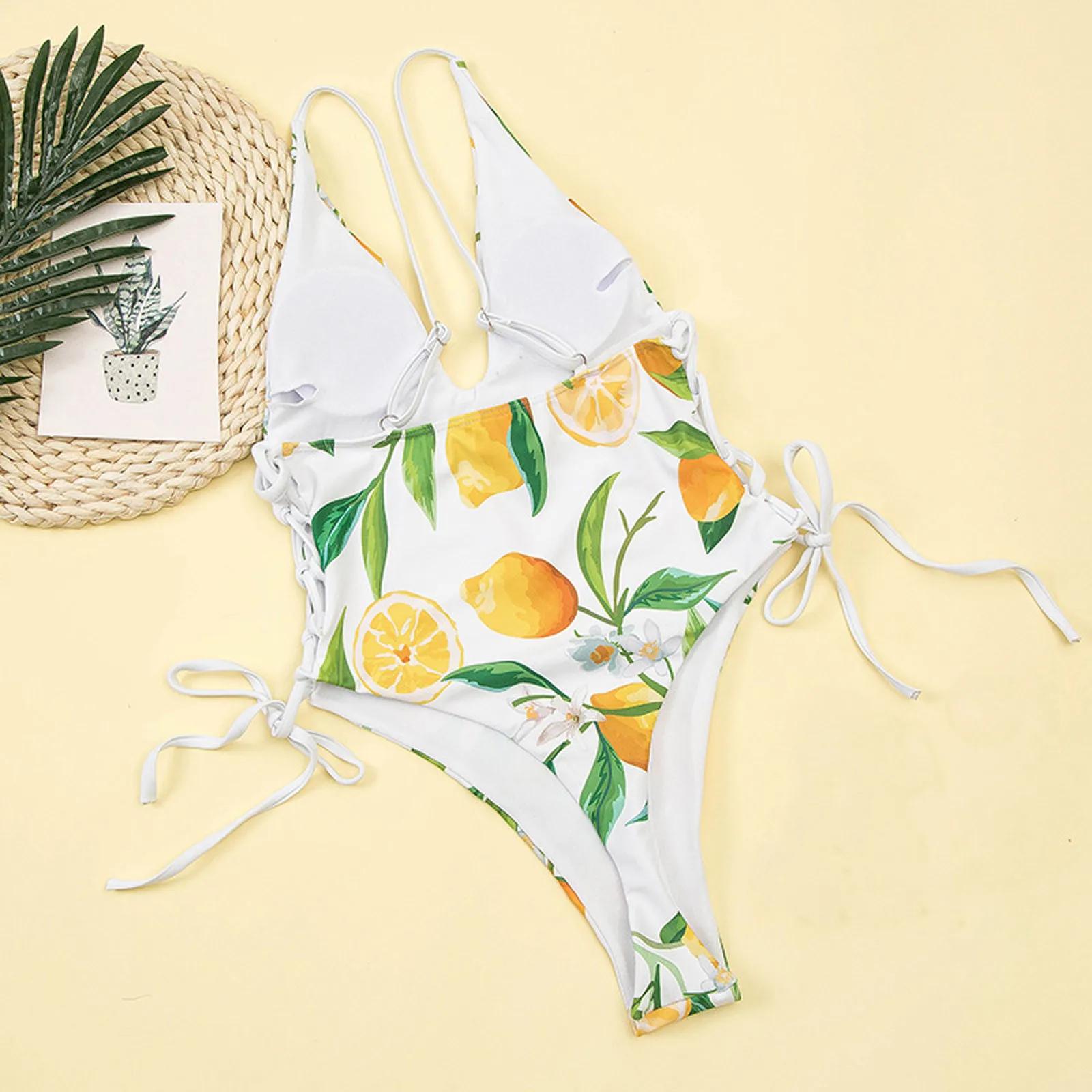 

2020 Women's Sexy Swimwear Flower Print Swimsuit Bikini Drawstring Bandage Swimming Suit Female Beachwear trajes de bao -1209