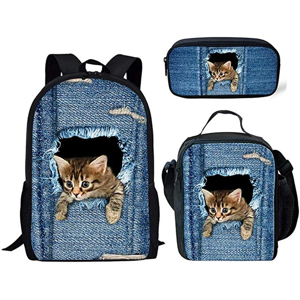Школьный ранец для девочек и мальчиков, детский рюкзак с 3D рисунком кошек, первоклассный рюкзак для детей 6-7-8 лет, легкие школьные рюкзаки