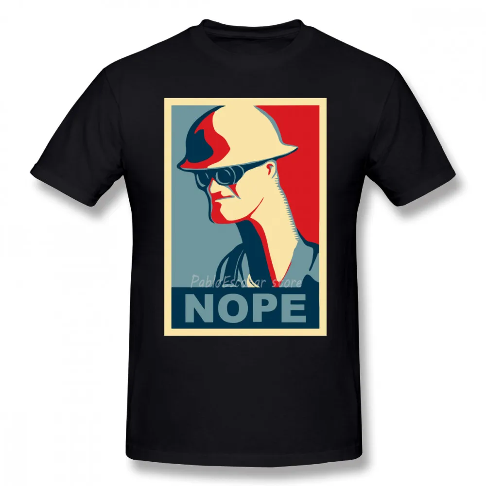 Black Футболка Team Fortress 2, футболка с инженером Says Nope, Мужская футболка из 100 хлопка, Пляжная футболка с принтом, большие размеры, забавная футболка - Цвет: Black