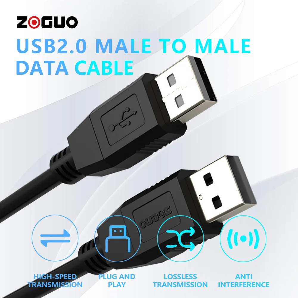 

USB 2.0 Male-to-Male Data Extension Cable 480mbps0.5m 1m 3m Notebook Set-top Box Charging File Transfer Cable USB