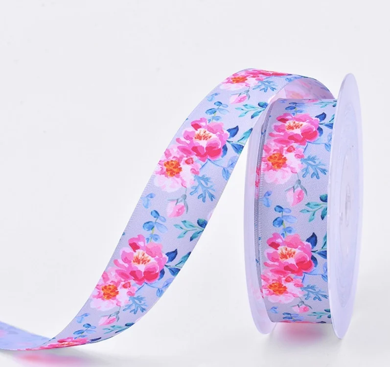 Лента для волос 25 мм 5 ярдов одежда с цветами полиэстер | Дом и сад
