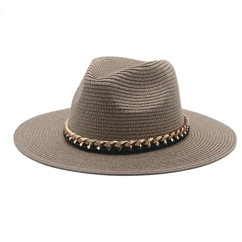 

2021 Fashion Summer Casual Unisex Beach Triangle Canvas Big Brim Jazz Sun Hat Panama Straw Hat Paper Straw Hat Women'S Men'S