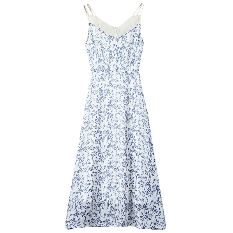 

Spot gentle wind first ladies dress summer new show thin joker broken beautiful condole belt skirt of the dress