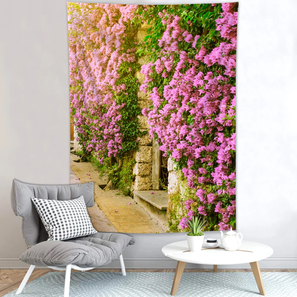 

Green Leaves Flower Tapestry Spring Natural Floral Plant Wall Hanging Home Decor Tapestries Tablecloth Bedspread Tenture Carpet