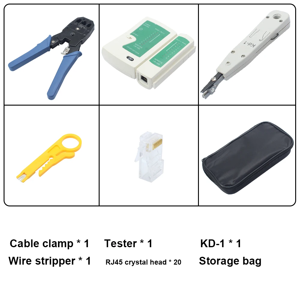 Сетевой Ethernet кабельный тестер RJ45 комплект щипцы обжимной инструмент дырокол RJ11