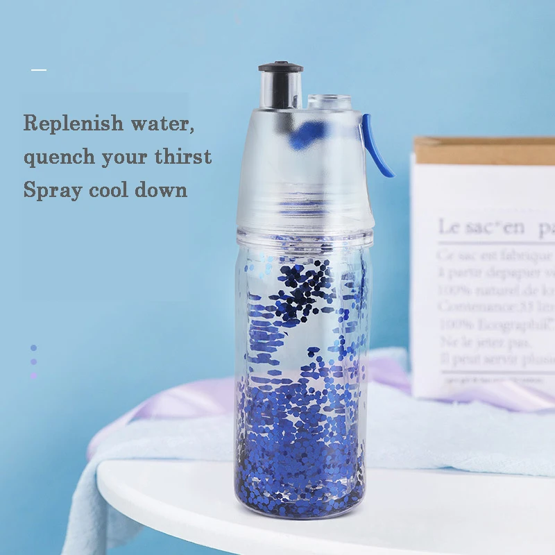 Многофункциональная пластиковая бутылка для воды с двойным распылителем 350 мл
