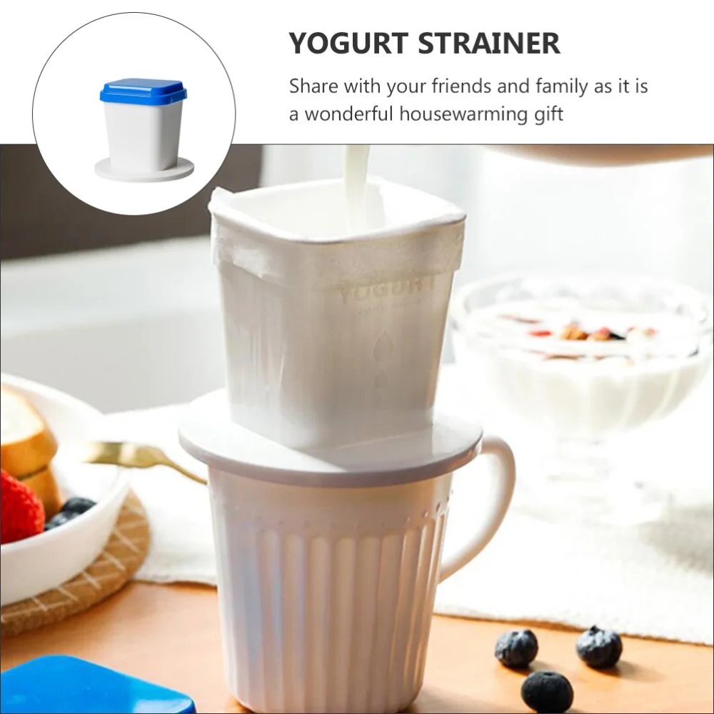 

1Pc Household Yogurt Filter Strainer Yogurt Container (White Blue)