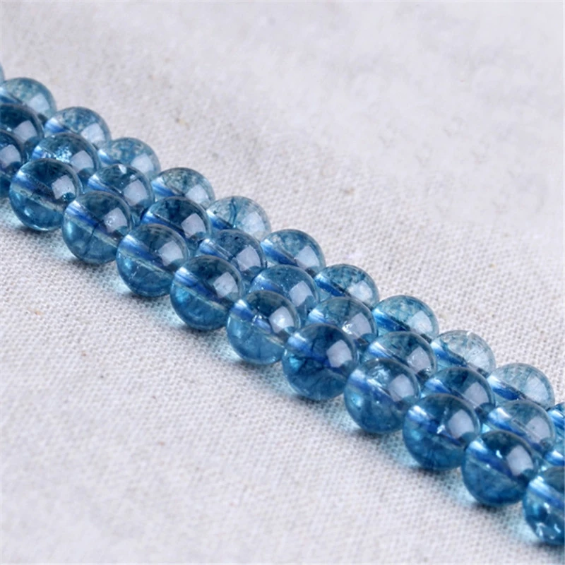 

OMHXZJ Wholesale ZB216 6810 12 14mm DIY Bracelet Necklace Jewelry Accessories Natural Stone Fine Blue Cracked Quartz Round Beads