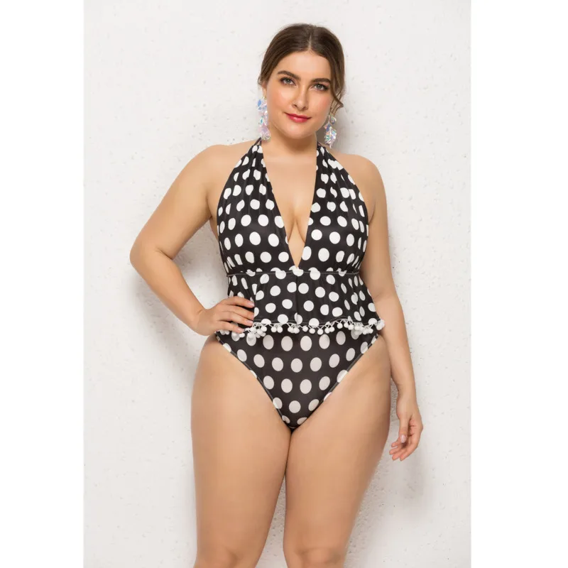 

Women's Swimsuit Bikini Set Suspender Wave Point Open Back Plus Size Beach Swimwear New Sexy Brazilian Feminine Bikinis Swimsuit