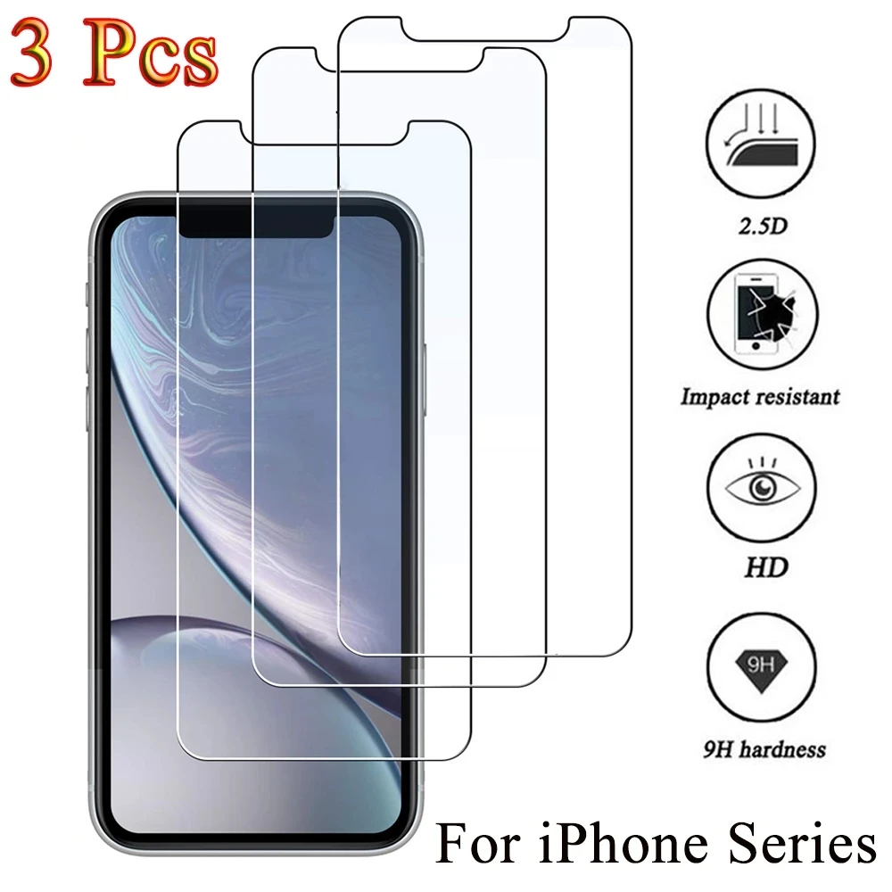 

For iphone 13 11 12 Pro X XS XSMax XR 5 5S 6 6S 7 8 Plus 13Pro 13/12MINI Screen Protector 3PCS Tempered Protective glass