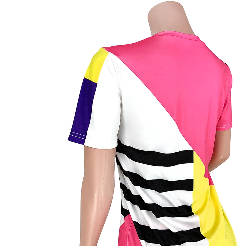 Adogirl Stripe Color Patchwork Two Piece Set Short Sleeve T Shirt Top Shorts 2020 Summer Women Casual Tracksuit Home Suit S-3XL |