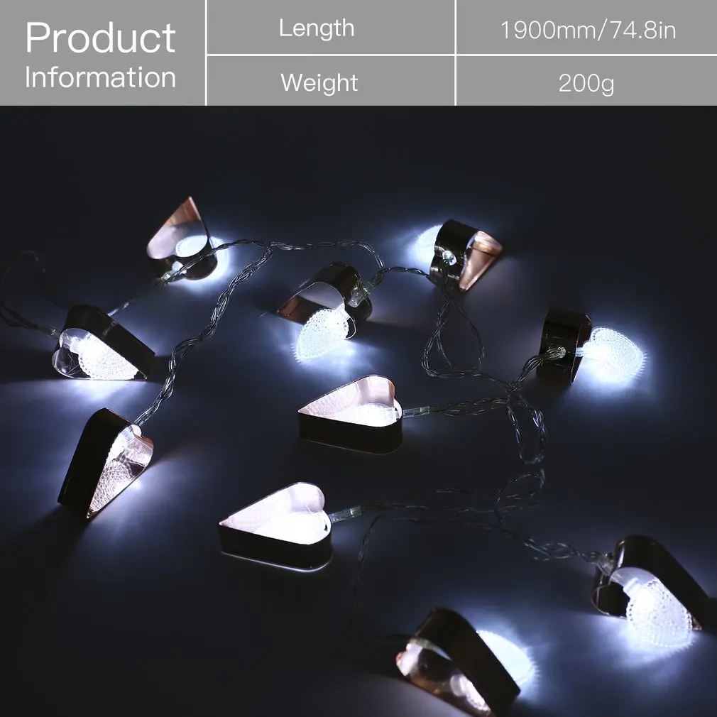 

ICOCO 10 LED Romantic Heart Shape String Light Waterproof Solar Light Christmas Wedding Decoration Yard Garden Street Lamp Sale