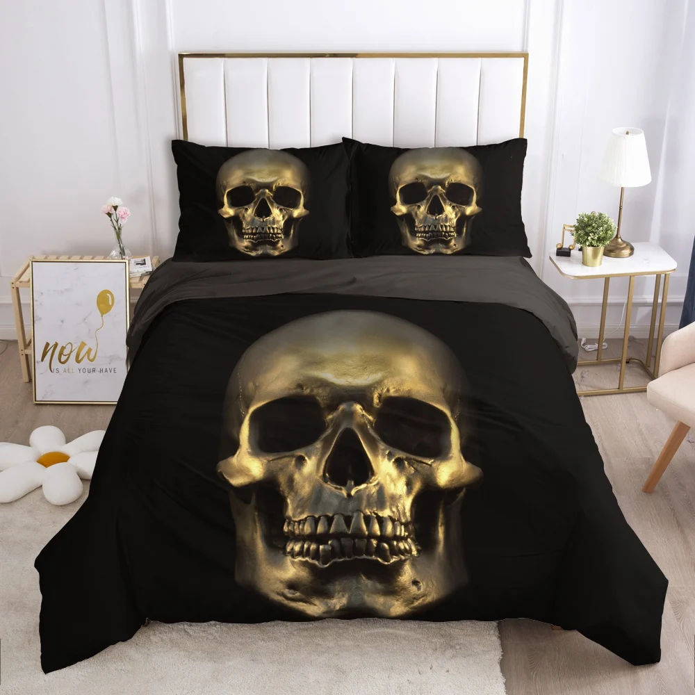 

Black bedding set Queen King Full Double Duvet cover set pillow case Bed linens Quilt cover 240x220 200x200 Skeleton