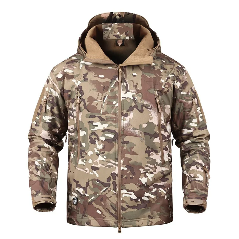 

Military Tactical Jackets Men 3 Layers of Composite Fabric Soft Shell Coat Waterproof Camouflage Warm Clothing