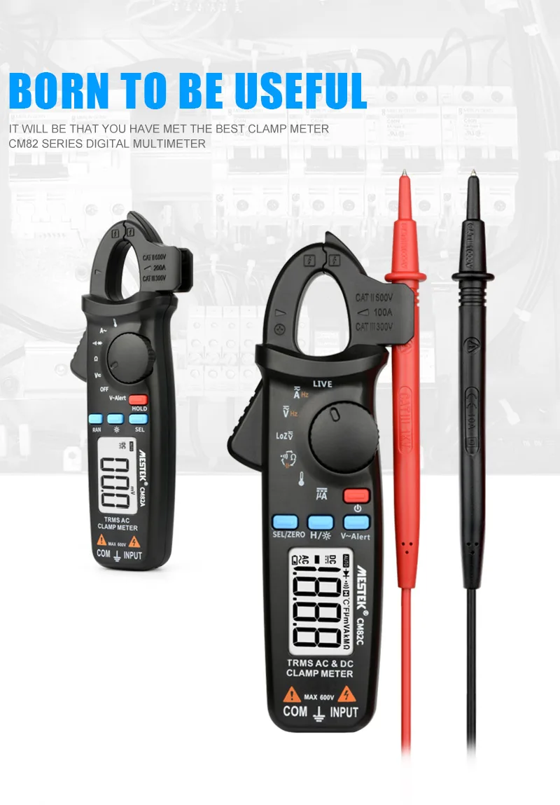 MESTEK True RMS мини цифровой клещи CM80/81/82 AC/DC Ток Напряжение Ом Авто Диапазон VFC емкость Бесконтактный мультиметр