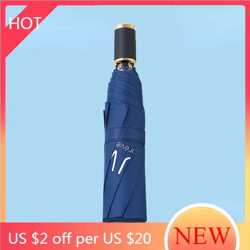 

Luxury Fashion Umbrella Men Women UV Protection Manual Umbrella Golden Handle Outdoor Waterproof Paraplu Folding Parasol AG50ZS