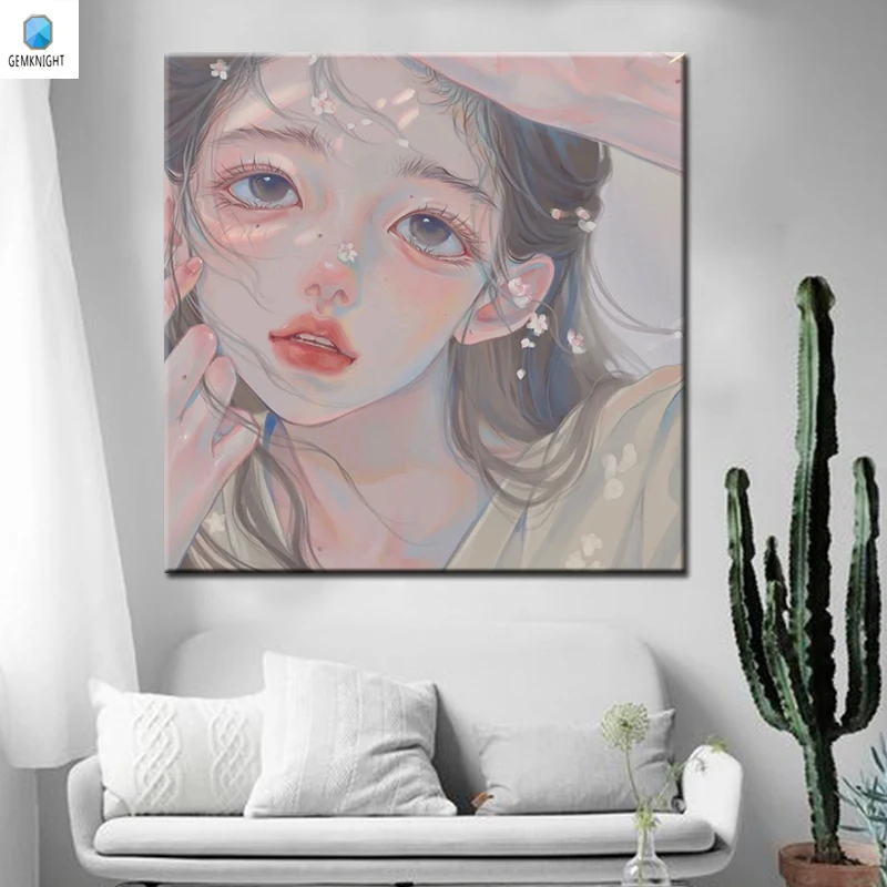 

Modern Anime diy oil paintig by numbers beauty girl digital painting on canvas room framed wall art gift for friends