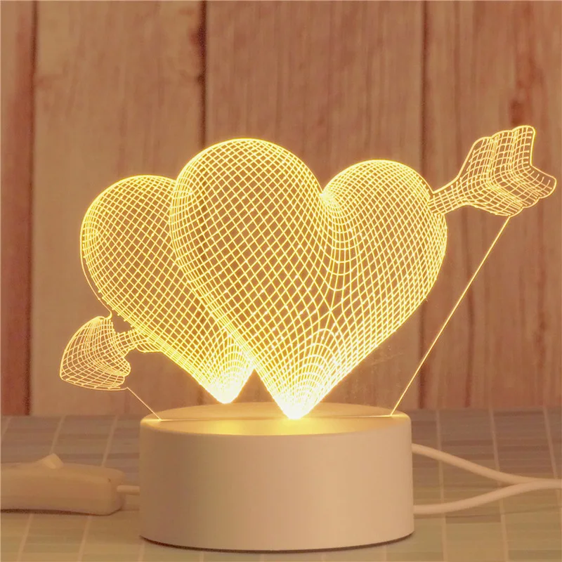 Необычный Новый светодиодный теплый Цветной 3D трехмерный Настольный светильник