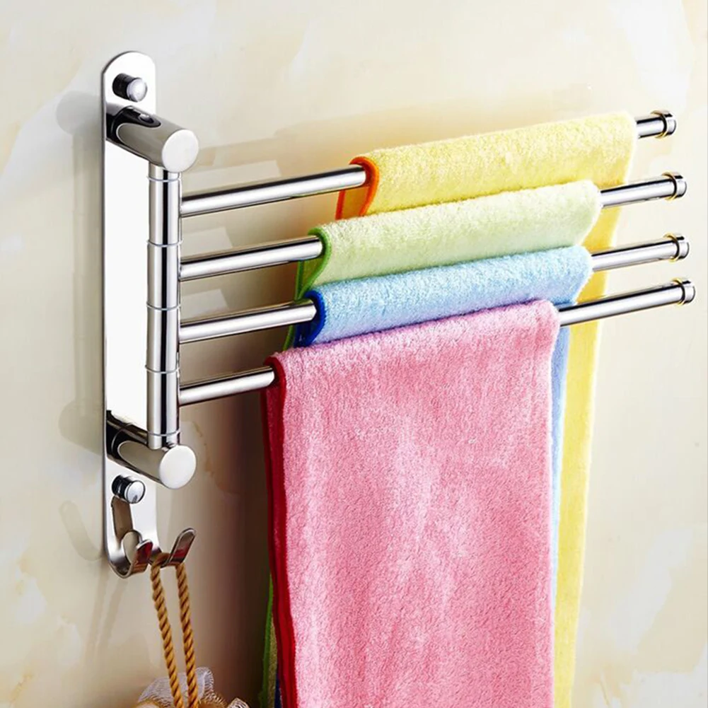 Вешалка для полотенец поворотная. Настенный полотенцесушитель для ванной 4-Bar Towel Rack. Вращающаяся вешалка для полотенец. Стойка для полотенец поворотный.