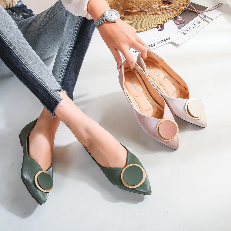 Женские туфли без задника балетки из микрофибры с круглым носком и пряжкой 33-43