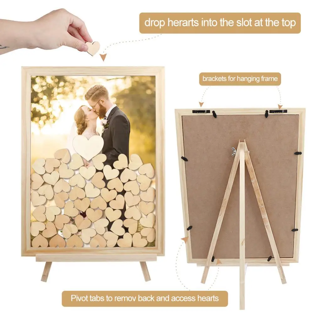 

Wedding Guest Book Signature Guest Books Custom Wedding Wood Frame Country Wedding Decor Weeding Decoration for Wedding Table
