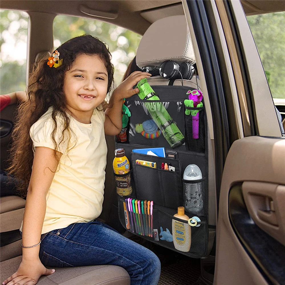 Organizador de asiento trasero de coche, bolsa de almacenamiento con m&uacute;ltiples bolsillos, soporte para tableta, accesorio Interior de autom&oacute;vil, coj&iacute;n para ordenar, venta al por mayor-0