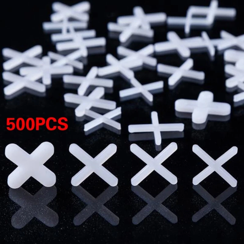500pcs Tile Spacer Cross 1/1.5/2/2.5/3/4/5mm Plastic Tiling Ceramic Tilers Plumbers Clips Leveling System Locator Gap Tool - купить по