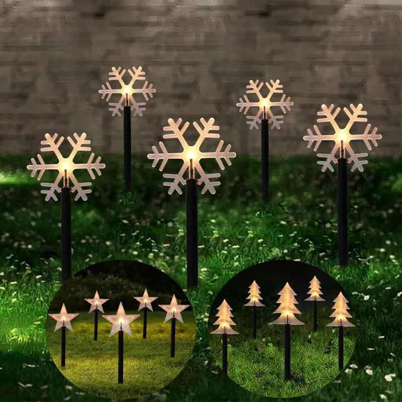 

Outdoor Waterproof Light 5 Pieces Pack Christmas Tree Christmas Garden Street Light Snowflake Christmas Decoration Home