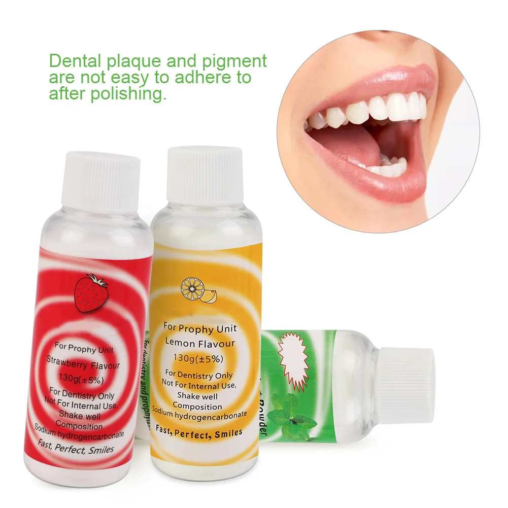 

130g Teeth Whitening Essence Dental Cleaning Powder Prophy Air Jet Flow Teeth Polishing Plaque Stain Removal Mint Lemon Flavor