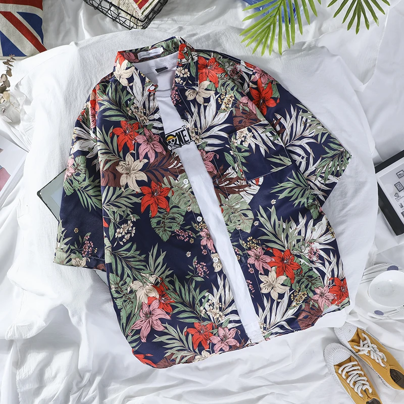 

2020 New Summer Mens Short Sleeve Beach Hawaiian Shirts Casual Floral Shirts Regular Mens clothing Fashion