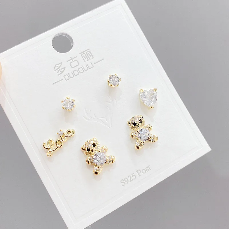 

3pcs/Set Korean Fashion Classic Stud Earrings Charm Silvers Needle Female