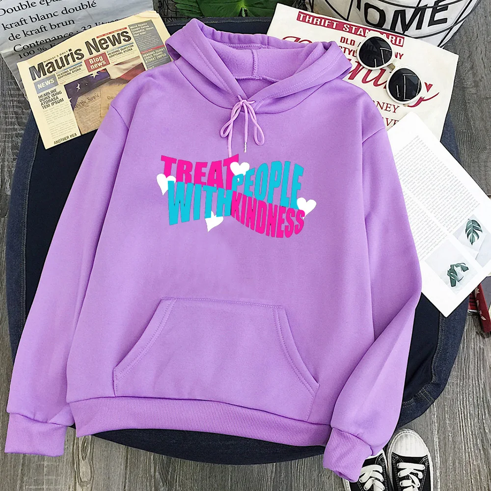 

Treat People with Kindness Sweatshirt Women Streetwear Women Kawaii Hoodie Gothic Letter Pullovers Harry Styles Pink Tops XL