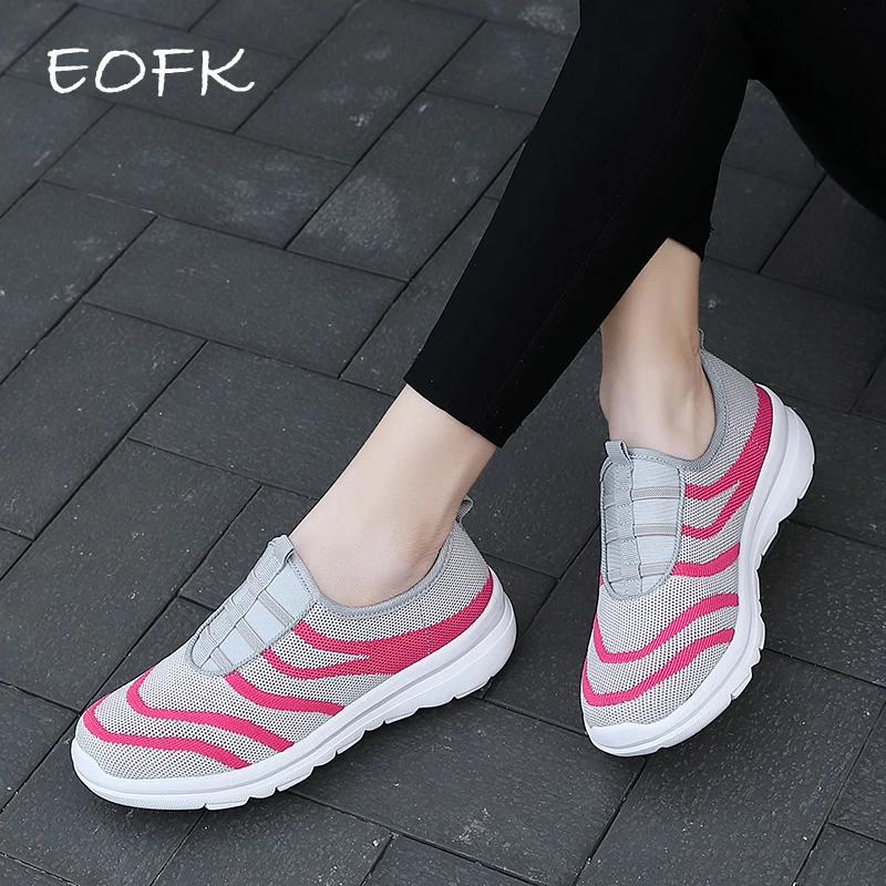 EOFK/женские кроссовки Летняя тканевая женская обувь на плоской подошве Женские