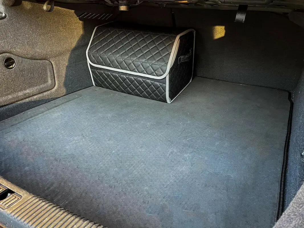 Bag organizer trunk of экокожи black with gray thread vicecar (light edging) Logo for Land Rover bag box ekokozha | Автомобили и