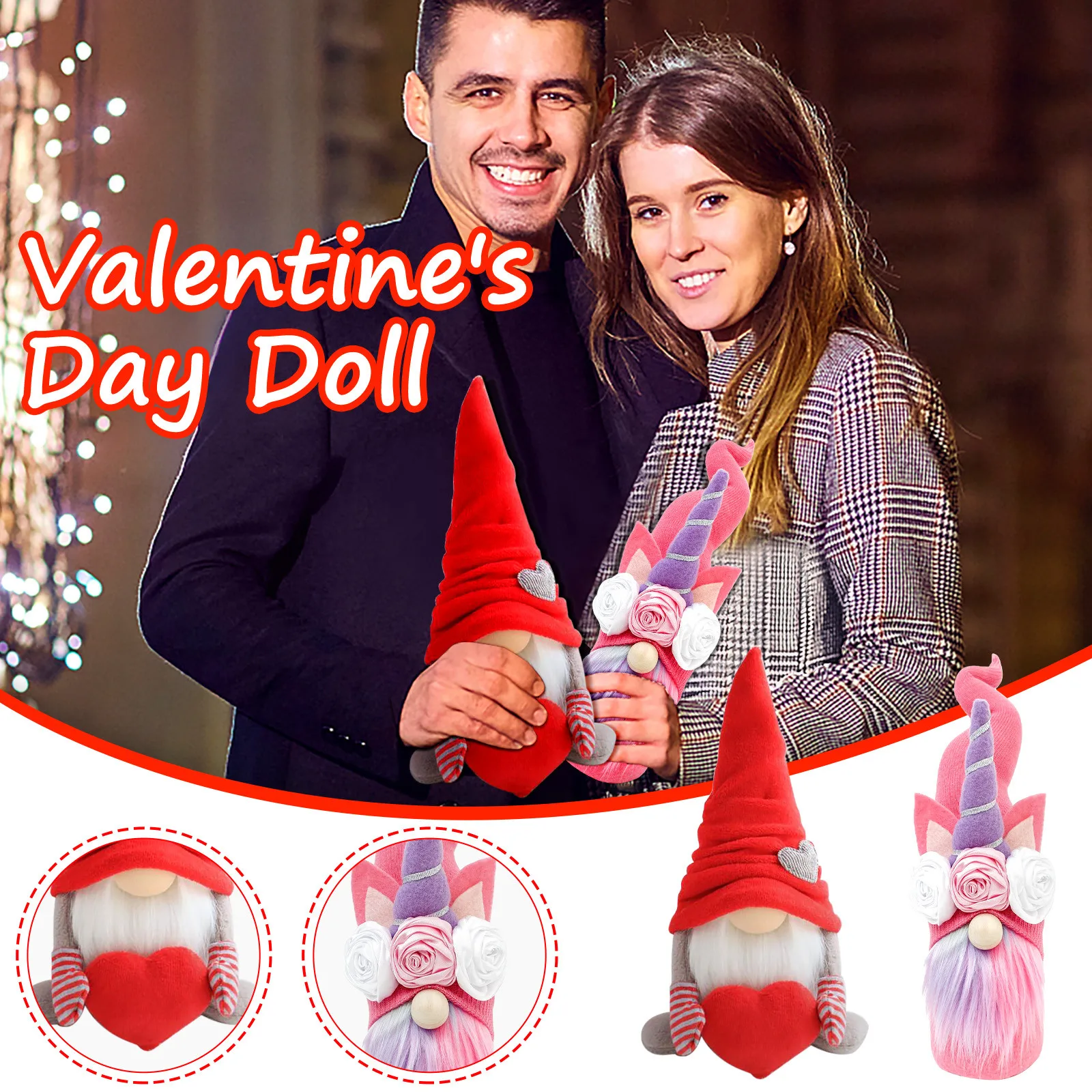 2 шт. ко Дню Святого Валентина Безликий куклы гном кукла орнамент плюшевая