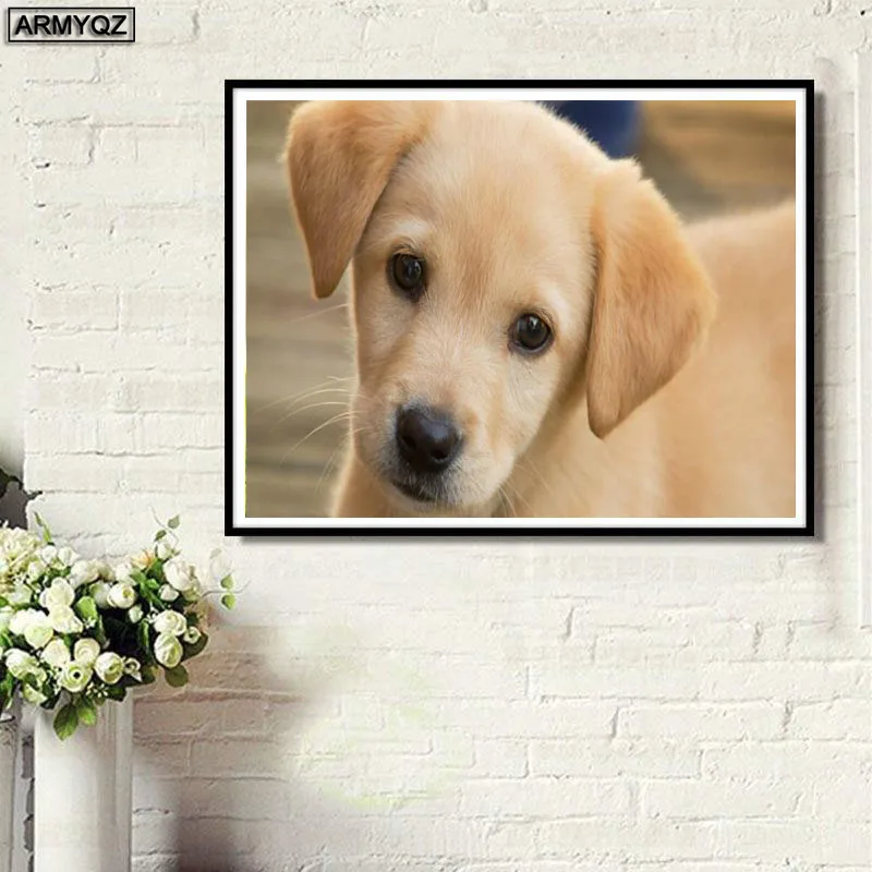 5D DIY Diamond Painting Labrador Dog Cross Stitch Needlework Embroidery Rhinestone painting Full Square mosaic Decor | Дом и сад