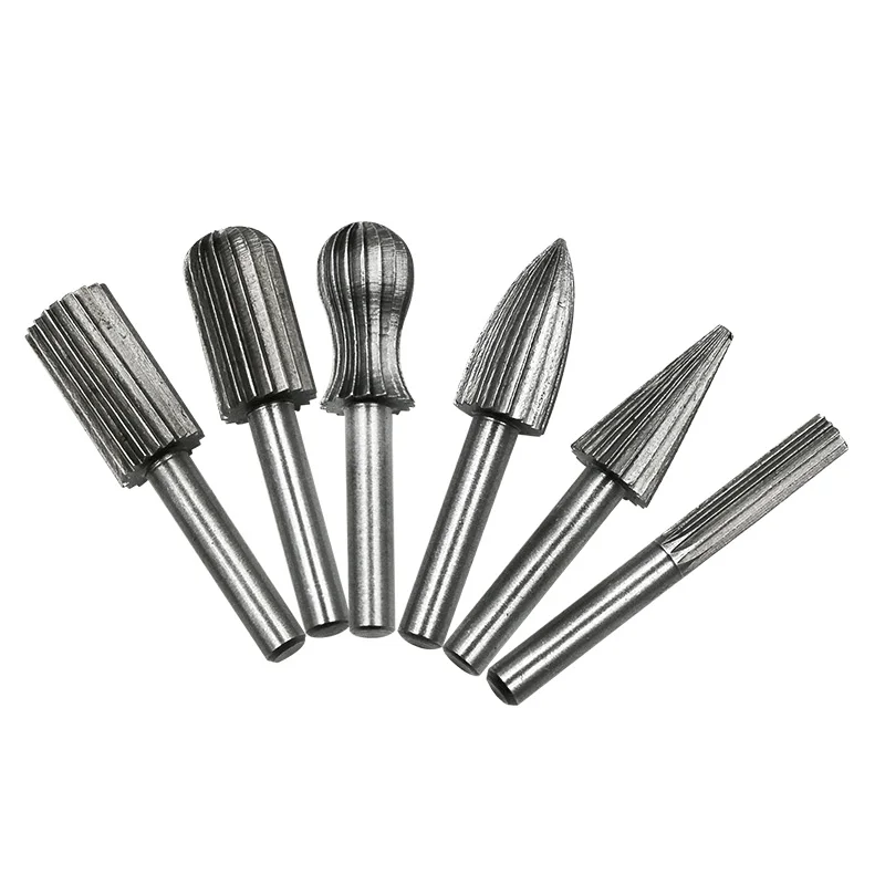 6pcs 6mm 3 мм 6 мм держатель инструмента вращающийся процесс файла высококачественный роторный файл деревообрабатывающий бит шлифовальный деревообрабатывающий инструмент - Color: 6pcs 6mm