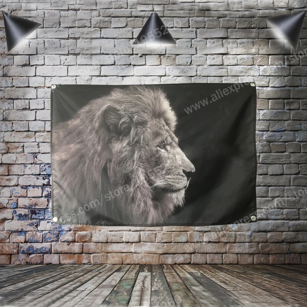

Флаг льва баннер поп-арт живопись украшение дома подвесной флаг 4 втулки в углах 3*5 футов 96 см * 144 см *