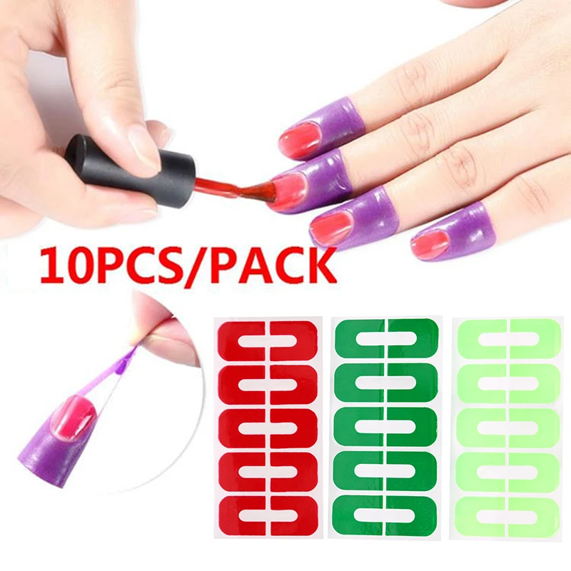 

10Pcs/sheet Creative U-shape Spill-proof Durable Manicure Tool Finger Cover