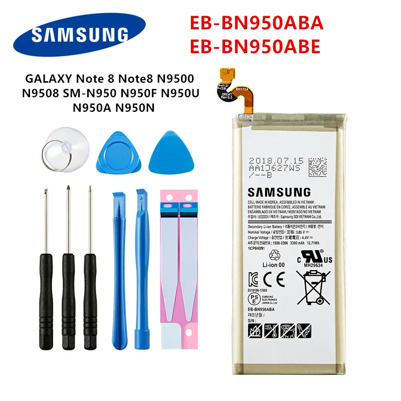 SAMSUNG-bater&iacute;a EB-BN950ABA original para Samsung GALAXY Note 8, N9500, N9508, EB-BN950ABE, N950F/U, N950A, N950N + herramientas, 3300mAh-0