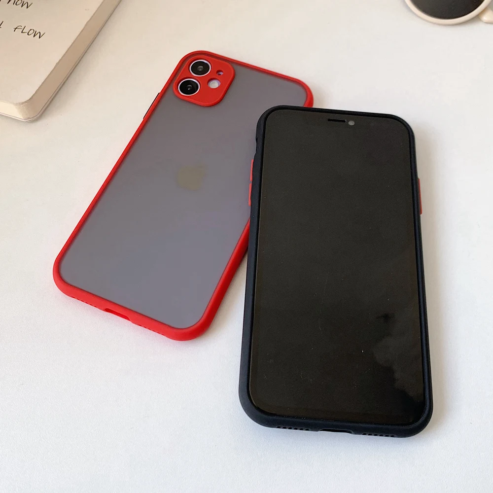 Цветной бампер Macarons Матовый Прозрачный чехол для iPhone 11 12 iPhone11 Pro Max X Xs XR 7 8 Plus SE 2020