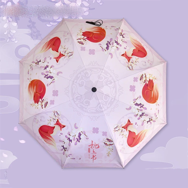 

2021 New Arrival Creative Chinese Cartoon Foldable Umbrella Printed All-match Umbrella Female Traveling Portable Umbrella LC119