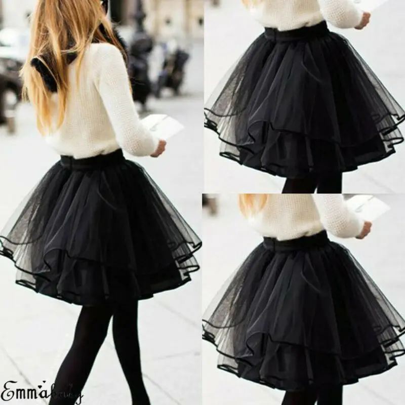 Женская Тюлевая юбка пачка трапециевидная Готическая мини женская короткая