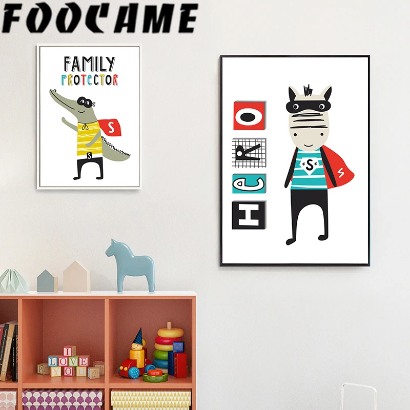 Кошка крокодил Герой Мультфильм Животное Скандинавская Картина на холсте