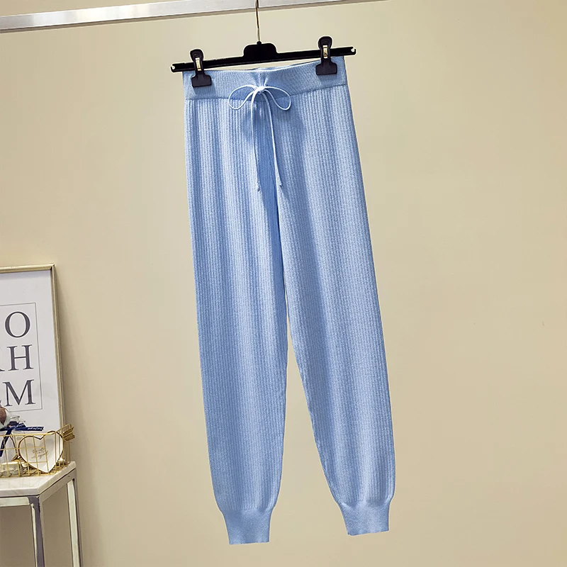 Размера плюс в винтажном стиле Сезон весна Ice Silk вязаные штаны-шаровары брюки для