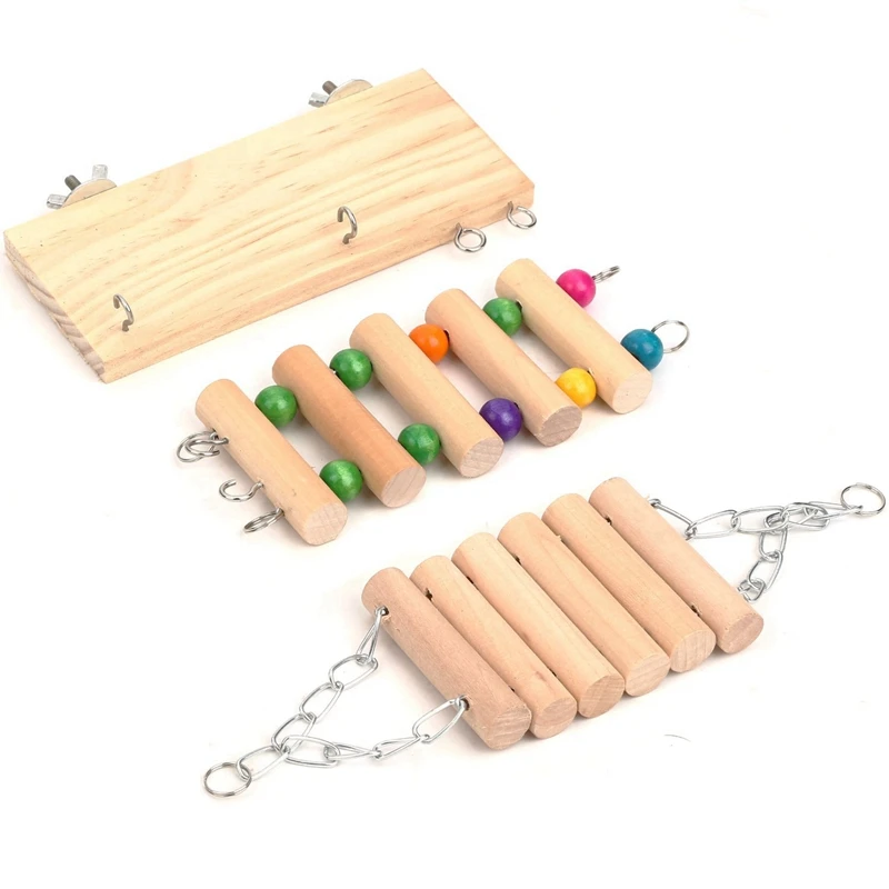 Hot XD-Small Pet Ladder Toy With Hammock Parrot Cage Hanging Hamster Swing Squirrel Chinchilla Rabbit Chewing | Дом и сад