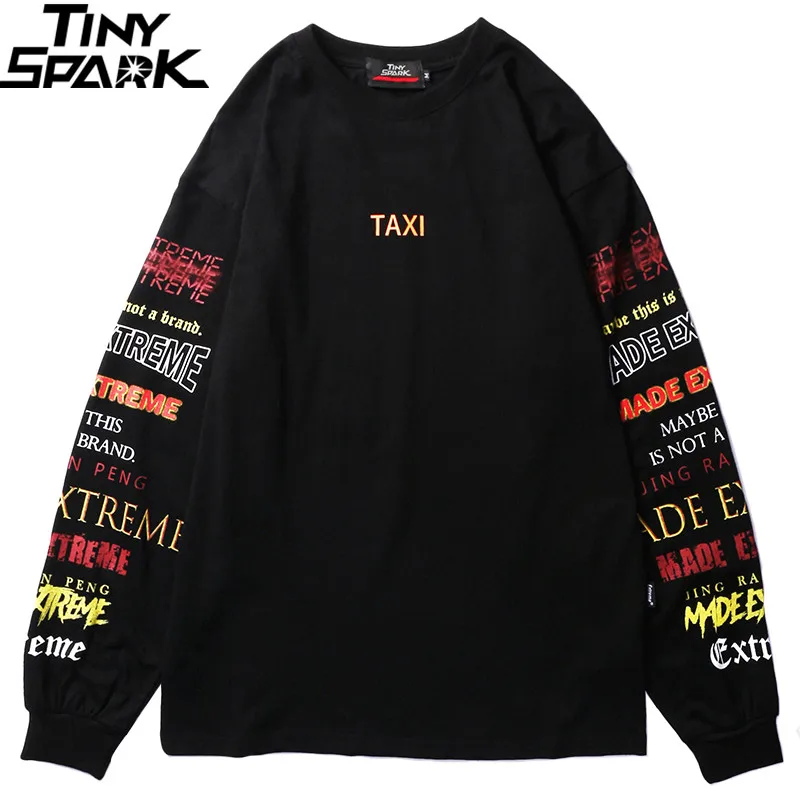 Мужская футболка с длинным рукавом Харадзюку уличная Ретро цветная буквенным