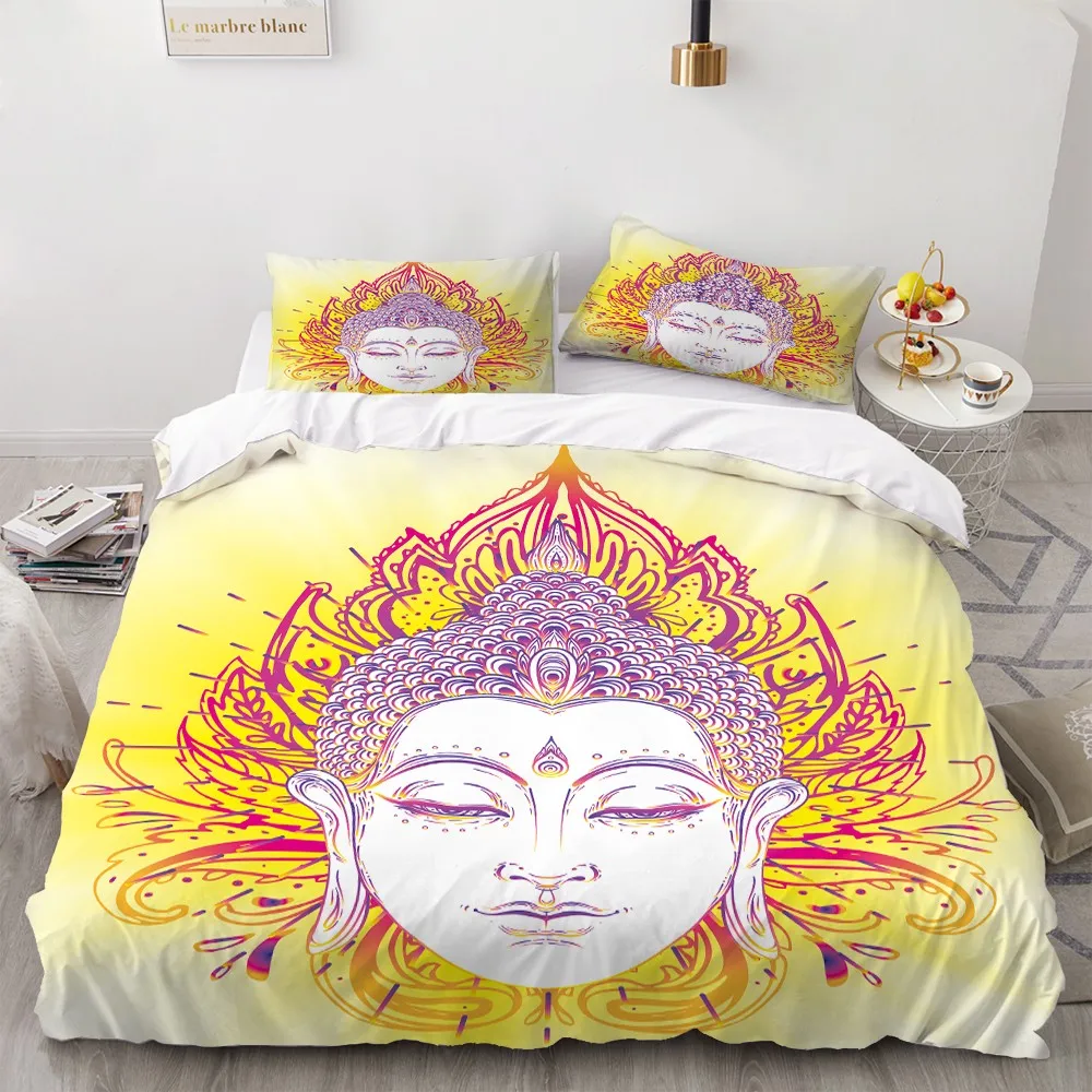 

2/3pc Buddha Bedding Set Mandala Lotus Print Duvet Cover Color Galaxy Bed Cover Pillowcase Twin Full Queen King Size Quilt Cover