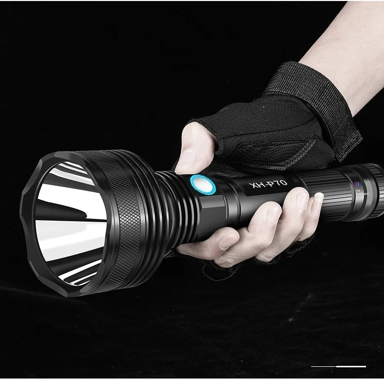 Barato Potente Led USB Recargable XHP70 Luz Táctica 26650 Linterna Para El Campo Antorcha